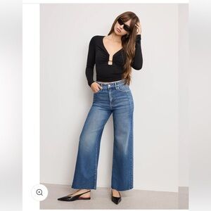 Good American Good Skate Cropped Wide Jeans High Rise Size 2/26